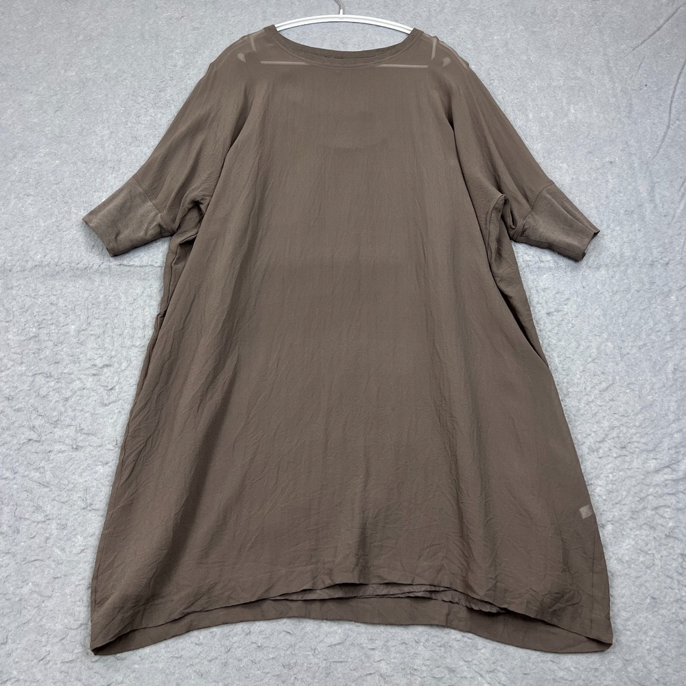 Eileen Fisher Dress Women's Small Brown 100% Silk Double Layer Lightweight Drape
